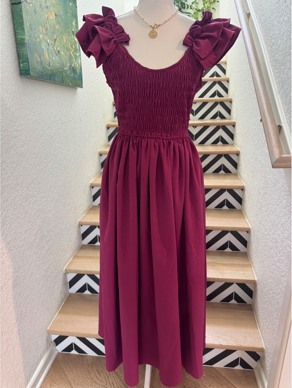 Entro Magenta Sleeveless Midi Boho Dress SZ Small